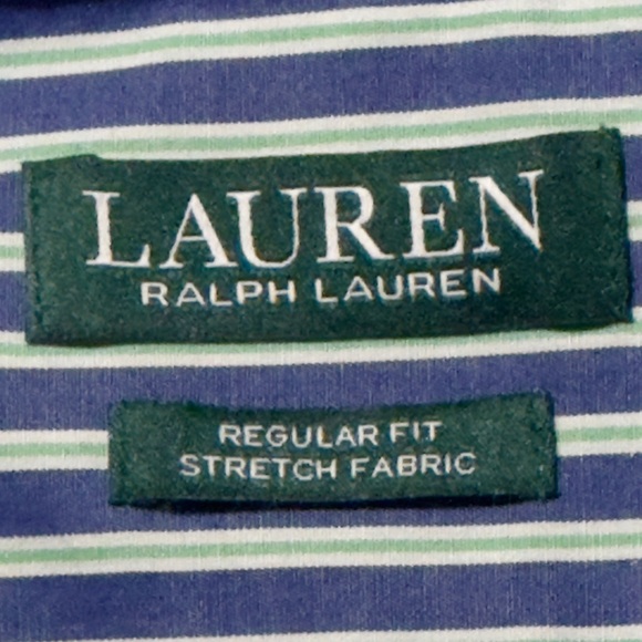 Lauren Ralph Lauren Mens Dress Shirt Size 16.5 Blue Striped ~ Excellent - Picture 7 of 10